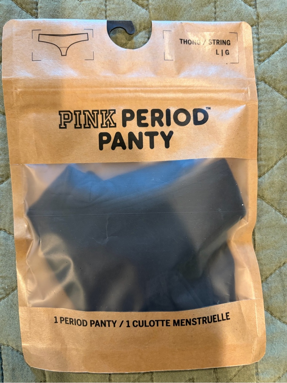 Pink Period Panty Thong - Black